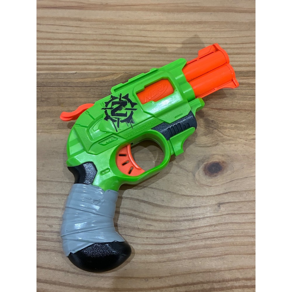 Nerf Zombie Doublestrike Dart Pistol Revolver Hammer Gun Green Orange 2013